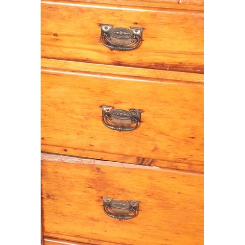 558 - A Victorian stained pine chest of drawers with art nouveau style handles.

Hx115cm
Wx109cm
Dx51cm