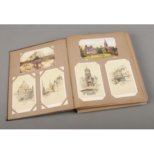 332 - An album of postcards related to Oxford ranging from late 19th to early 20th century examples, over ... 