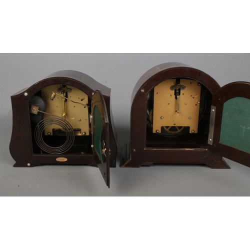 347 - Two vintage Smiths bakelite mantel clocks to include Enfield example along with bakelite barometer.