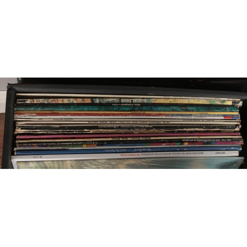 435 - A box and carry case of LP records. Includes Frank Sinatra, Wings, Paul McCartney, Rod Stewart, ABBA... 