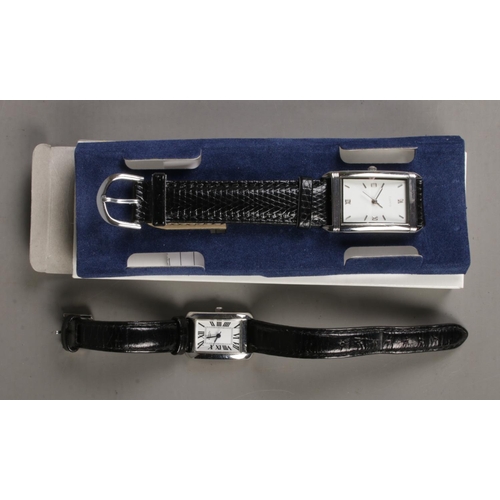 515 - A rectangular faced ladies Rotary wristwatch along with similar men's examples