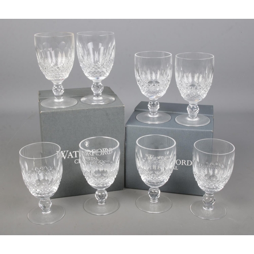 546 - A set of eight Waterford Crystal claret glasses in the 'Colleen' design.