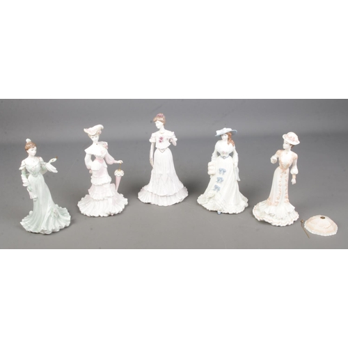 550 - A collection of Coalport figurines including Clementine, Lady Alice, Lady Rose, Sophie and Emma Hami... 