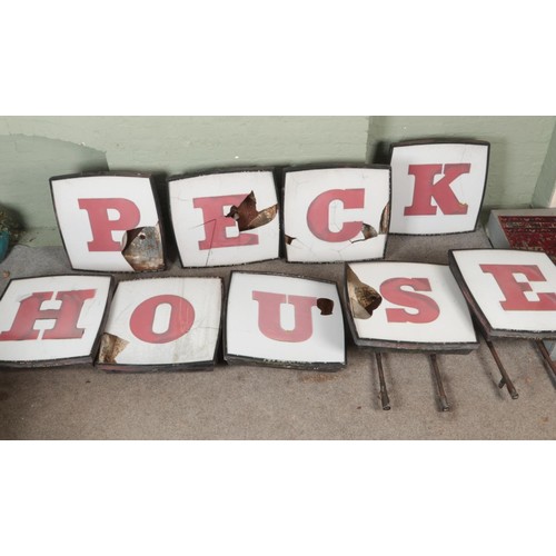 457 - A 1960's illuminating sign from The Peck House Rotherham, Peck House was the former head office for ... 