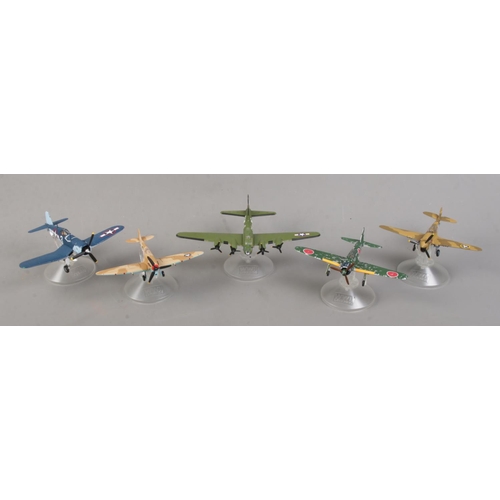 87 - Five Corgi scale aviation models from the WWII series, all on plastic display plinths. To include AA... 