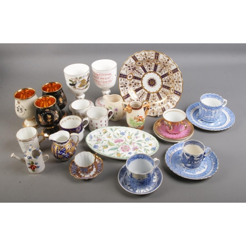 266 - A quantity of mixed named ceramics including Royal Crown Derby, Spode, Coalport, Bavaria, Royal Doul... 