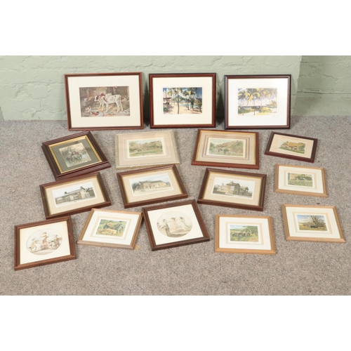 410 - A large quantity of artworks including watercolours and prints with three Mike Hendy watercolours fe... 