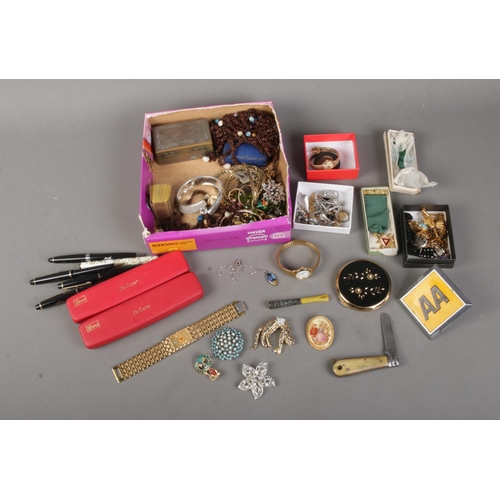 112 - A collection of assorted costume jewellery and collection to include Rotary wristwatches, Newton hor... 