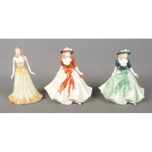 134 - Three boxed ceramic figures to include Royal Doulton Gemstone October Opal, Royal Worcester Sarah an... 