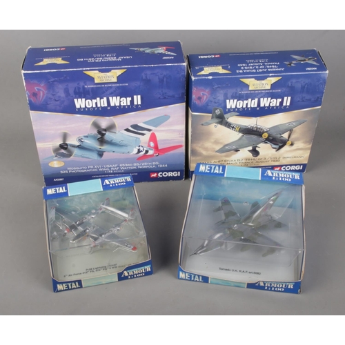 164 - Four boxed diecast military models to include two Corgi Aviation Archive WWII Europe & Africa models... 