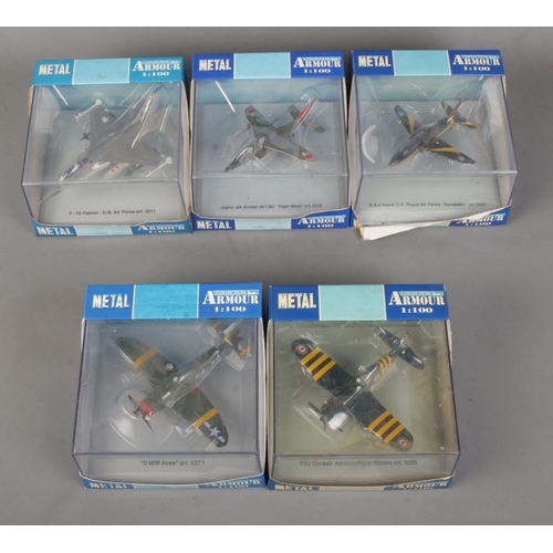 169 - Five boxed Armour Collection 1:100 scale diecast model planes to include F4U Corsair Aeronautique, F... 