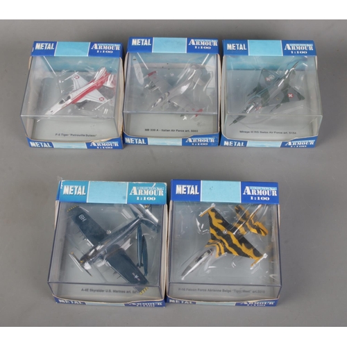 173 - Five boxed Armour Collection 1:100 scale diecast model planes to include F-5 Tiger Patrouille Suisse... 