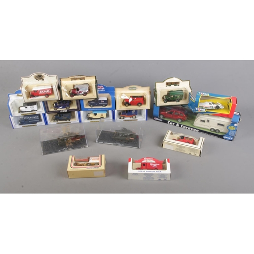 198 - A box of assorted diecast vehicles to include Corgi, Oxford Diecast, Teamsters, tanks, etc.