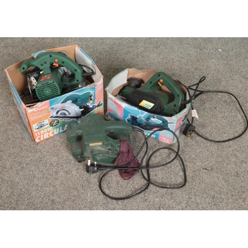 240 - Three Pro User electric power tools. Includes Power Planer, Belt Sander and Circular Saw.