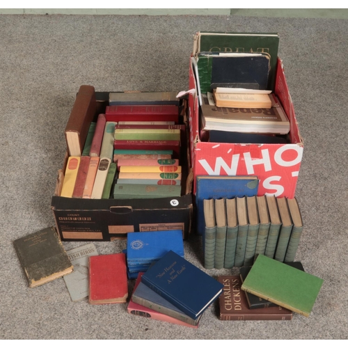 244 - Two boxes of books and small collection of stamps. Includes medical, religious, literature and garde... 