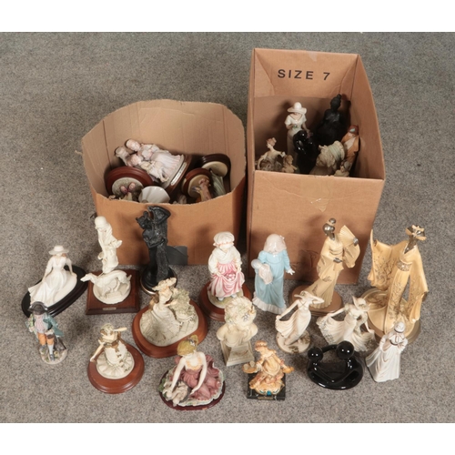 267 - Two boxes of ceramic and composite figures of ladies. Includes Leonardo Collection, Geisha girls etc... 