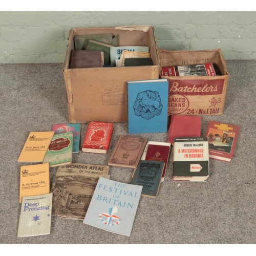 275 - Two boxes of assorted vintage books to include Our Bird Friends by Richard Kearton, Practical Sanita... 