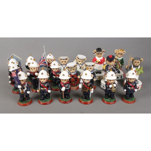 296 - A box of The Hamilton Collection Faithful Fuzzies bear figure sets including 'In The Navy', 'Rule Be... 