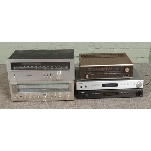 336 - A stacking Hi-Fi system including two Pure DRX 701-ES, Trio TK-350 Stereo Tuner, Pioneer 608-L Stere... 