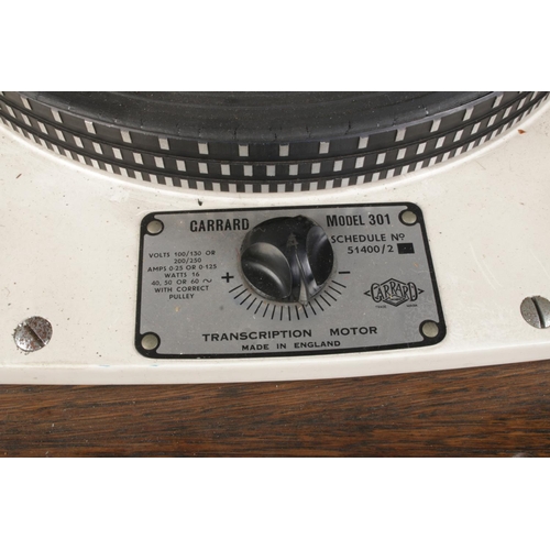 350 - A Garrard Model 301 transcription motor turntable with original instruction manual.