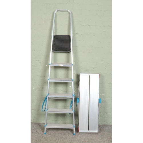 377 - A MacAllister aluminium ladder and platform.