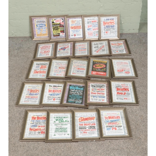 403 - A collection of framed prints each depicting early 1960's show concert posters featuring The Beatles... 