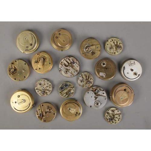 69 - A collection of pocket and fob watch movements. Includes fusee examples.