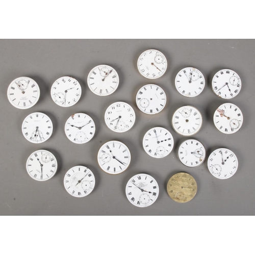 71 - A collection of pocket watch movements. Includes fusee, Thomas Russell, Elgin, Waltham etc.