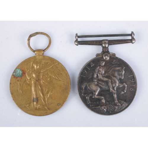 428 - A pair of WWI medals to include Victory medal and silver British War medal. Both inscribed to 14768 ... 