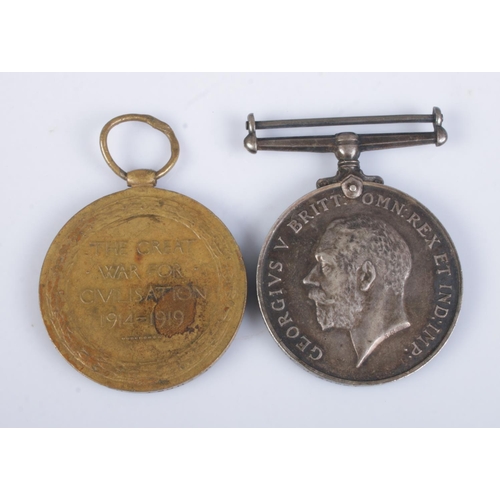 428 - A pair of WWI medals to include Victory medal and silver British War medal. Both inscribed to 14768 ... 