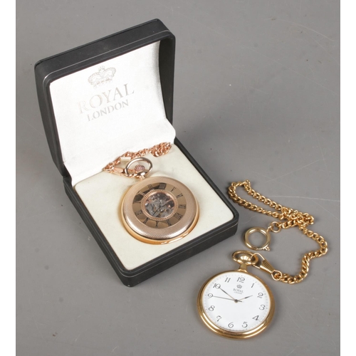 510 - Two Royal London pocket watches. Includes one boxed demi hunter example.