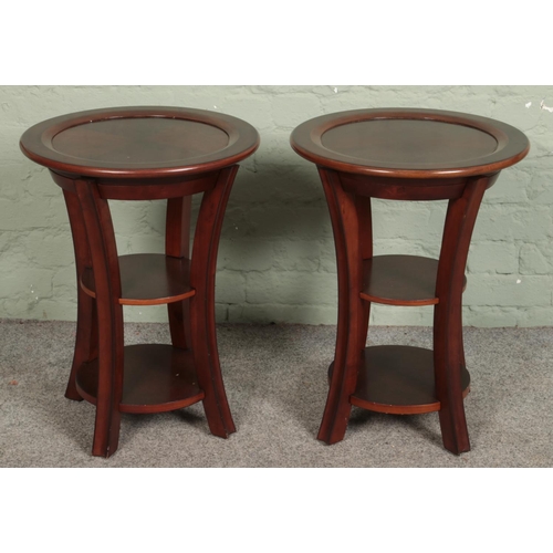 574 - A pair of mahogany side tables with removable tray tops