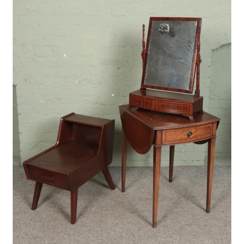 579 - A G Plan E Gomme telephone table together with mahogany pembroke table and mahogany dressing table m... 