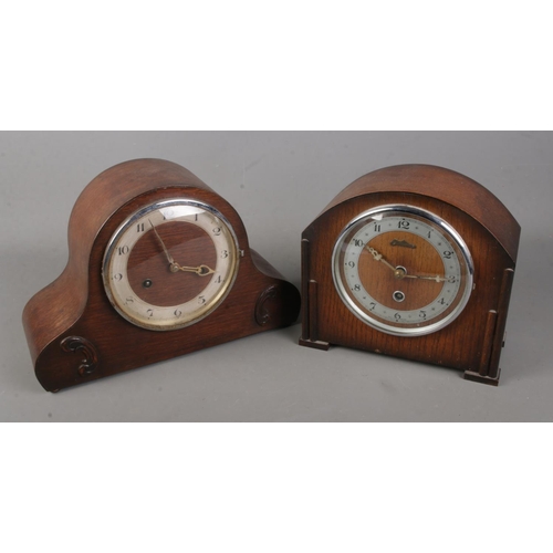 131 - Two wooden cased mantel clocks including a Bentima example