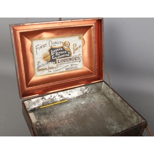 193 - A rare early 20th Century Art Nouveau Champions Davies & Co copper Lozenges box of  metamorphic scis... 