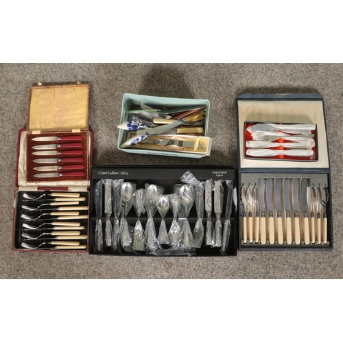 251 - A collection of cutlery including cased set of Cooper Ludlam Cutlery