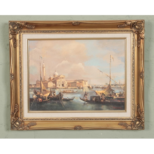 416 - A framed oil on canvas depicting San Giorgio Venezia signed Venier and dated 1997