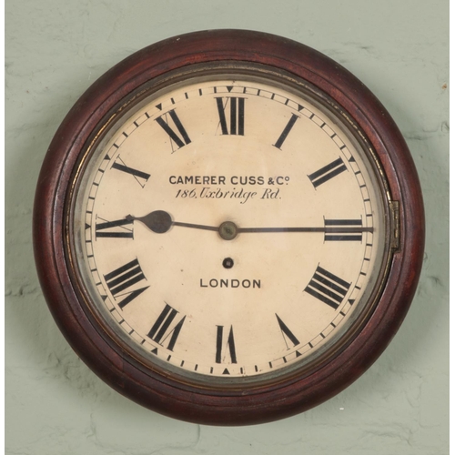 A Camerer Cuss & Co mahogany wall clock with fusee movement.