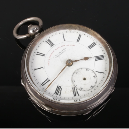 468 - A silver open face pocket watch by J.G.Graves 