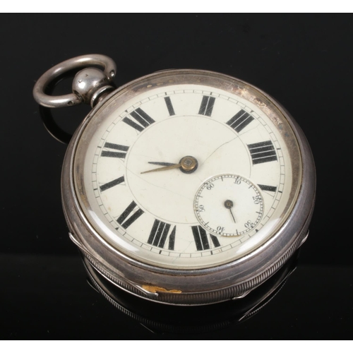 469 - A silver pocket watch, with Roman Numeral dial assayed Birmingham 1910 William Ehrhardt Ltd