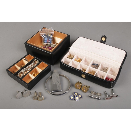 82 - A collection of men's cufflinks including examples from Hackett London together with a small selecti... 