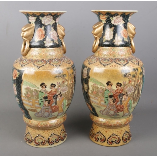 94 - A pair of Japanese style vases of large proportions 

Hx45cm