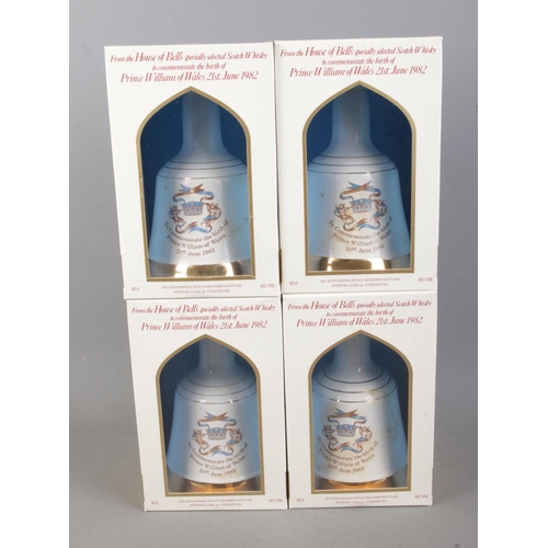 162 - Four boxed and sealed Bell's Whisky bell decanters commemorating the Birth of Prince William of Wale... 