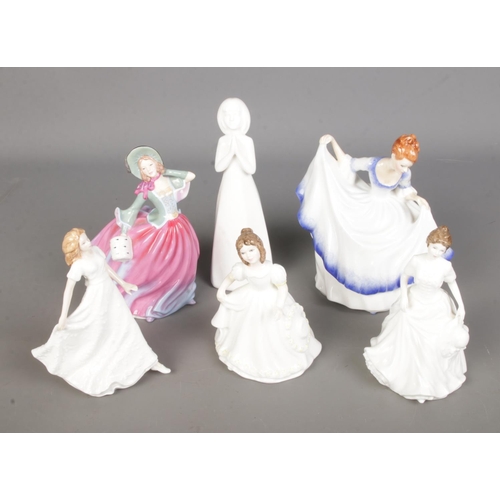 102 - A collection of six Royal Doulton figures to include Autumn Breeze (HN4716), Harmony (HN4096), Pamel... 