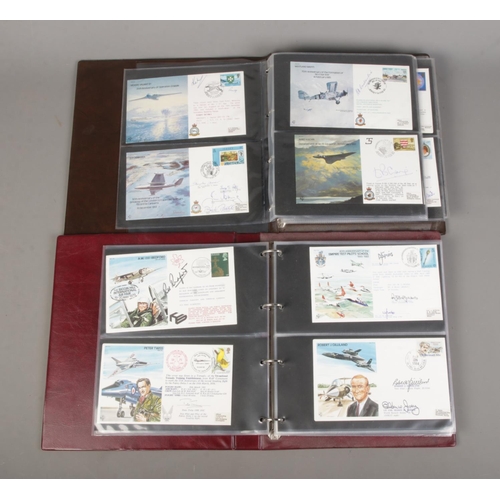 142 - Two albums of RAF first flown covers to include several signed and multi-signed examples. Approx. 11... 
