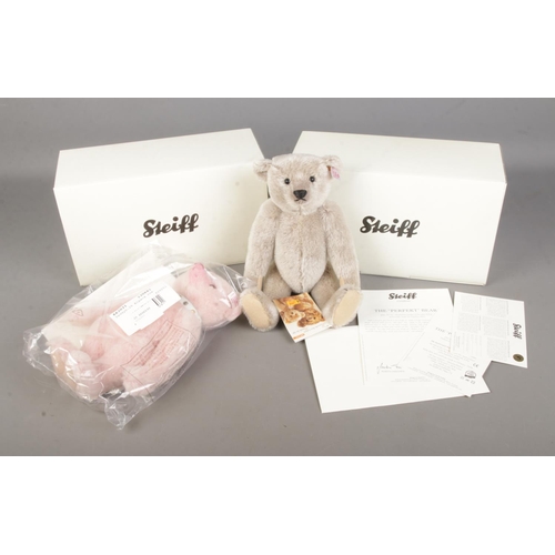 25 - Two boxed Steiff jointed teddy bears to include Alpaca Rose bear (663031) and The 'Perfekt' bear (66... 