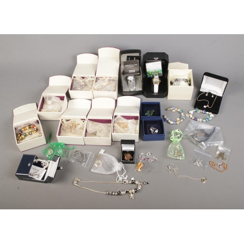 172 - A good collection of boxed costume jewellery to include Christin Lars wristwatch, Swarovski crystal ... 