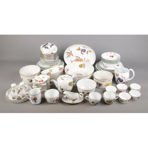 177 - A good collection of Royal Worcester Evesham dinner wares to include ramekins, tea pot, milk jug, cu... 