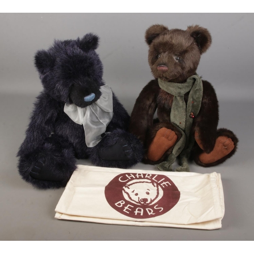 39 - Two Charlie Bears teddy bears to include Hugo (CB131316) and Corbin (CB104571B). Both with dust bags... 