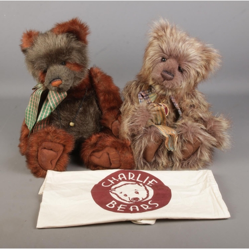 45 - Two Charlie Bears teddy bears Mark (CB194537) and Wotsit Panda (CB625131B). Includes single dust bag... 